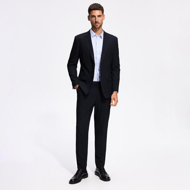 Reserved - Oblekové kalhoty slim fit - tmavomodrá