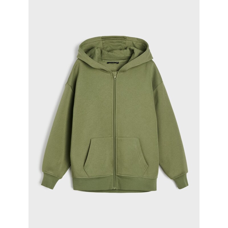 Sinsay - Mikina na zip s kapucí - green spruce
