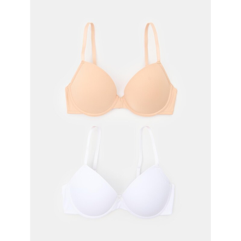 Sinsay - Hladké Vyztužené Podprsenky 2‑Pack - bílá