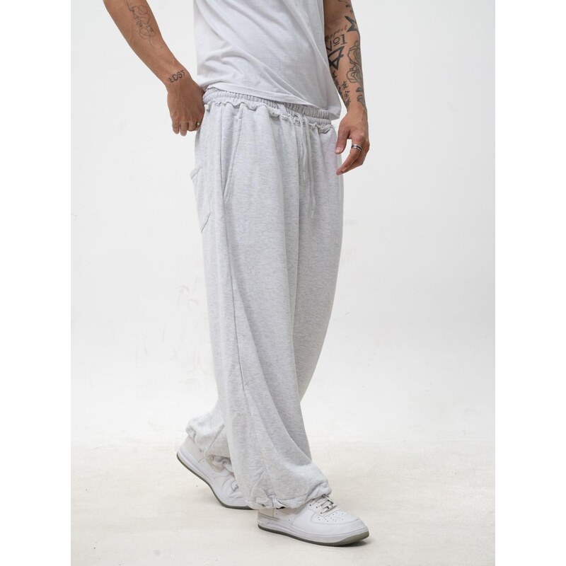 Pánské široké teplákové kalhoty Baggy šedé Jigga Wear Pure