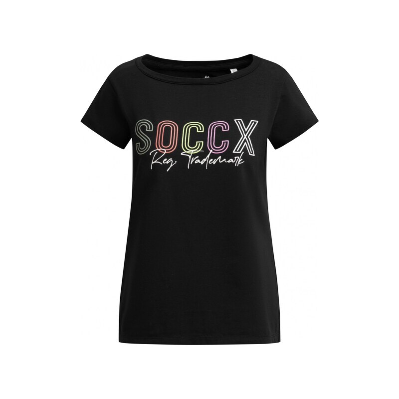 SOCCX Basic tričko s logem a lodičkovým výstřihem