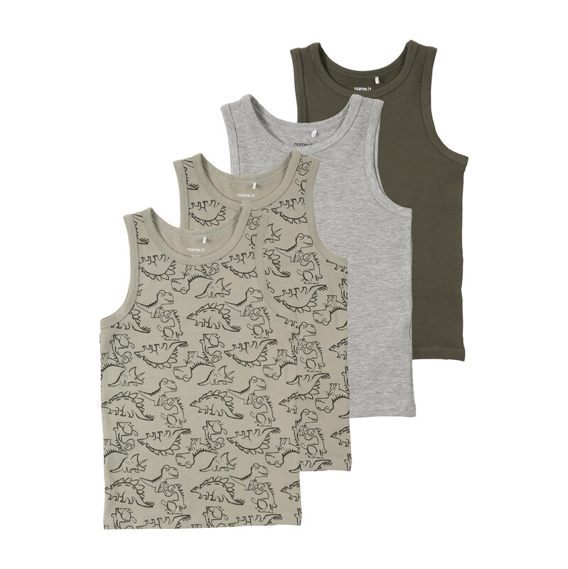 NAME IT Tílko šedý melír / jedle / pastelově zelená