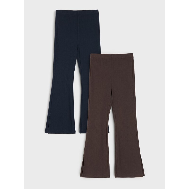 Sinsay - Bavlněné kalhoty flare 2 pack - vícebarevná