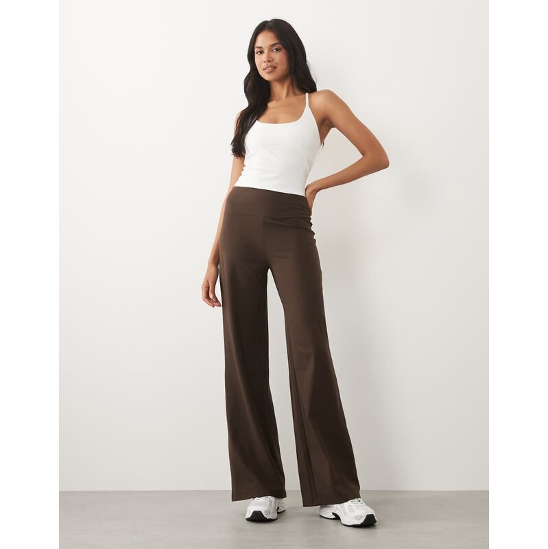 4505 Icon soft touch high waist wide leg dance pant in chocolate