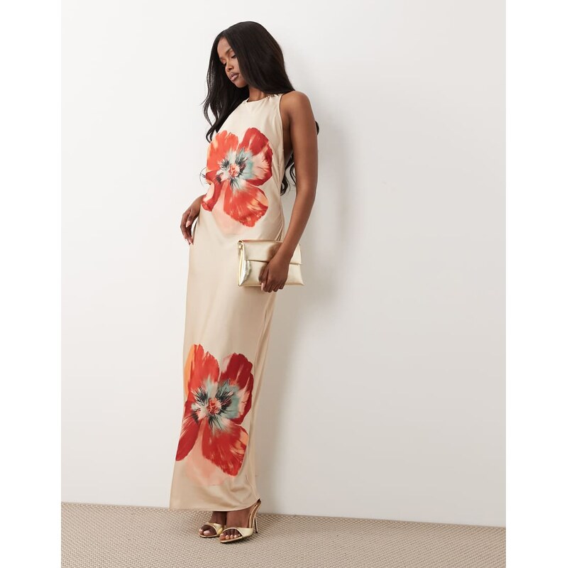 Vero Moda sleeveless open back satin midi dress with overblown