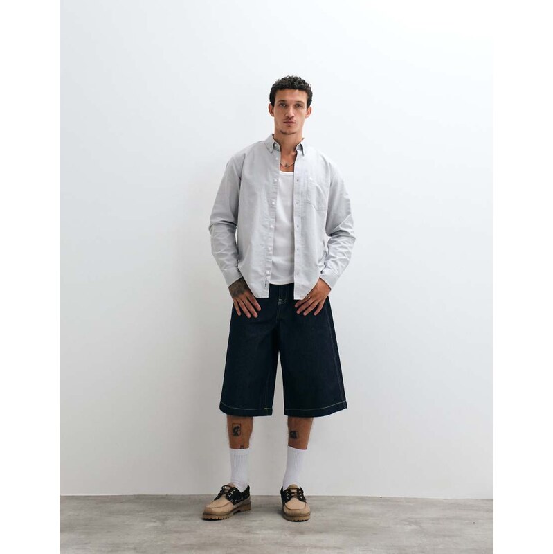 Carhartt WIP long sleeve logo oxford shirt in grey