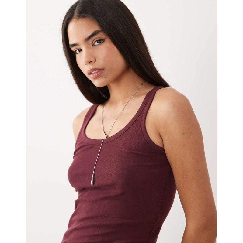ARKET jersey vest top with deep scoop in dark red