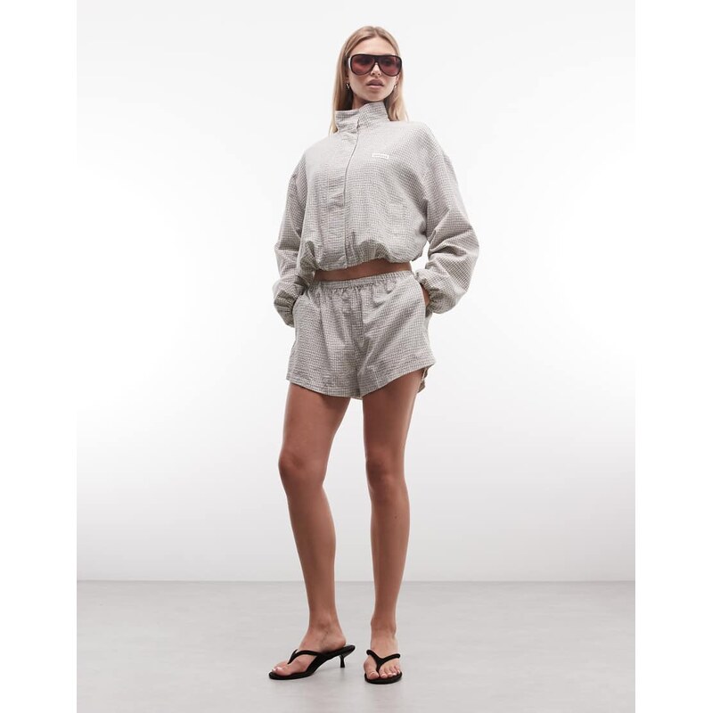 Cernucci check twill shorts co-ord in ecru-White