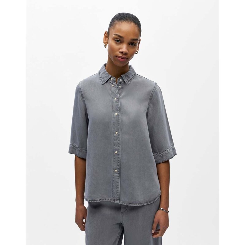 Object Denim shirt in light grey denim