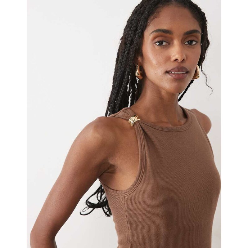 Abercrombie & Fitch seamless high neck tank top with gold detail