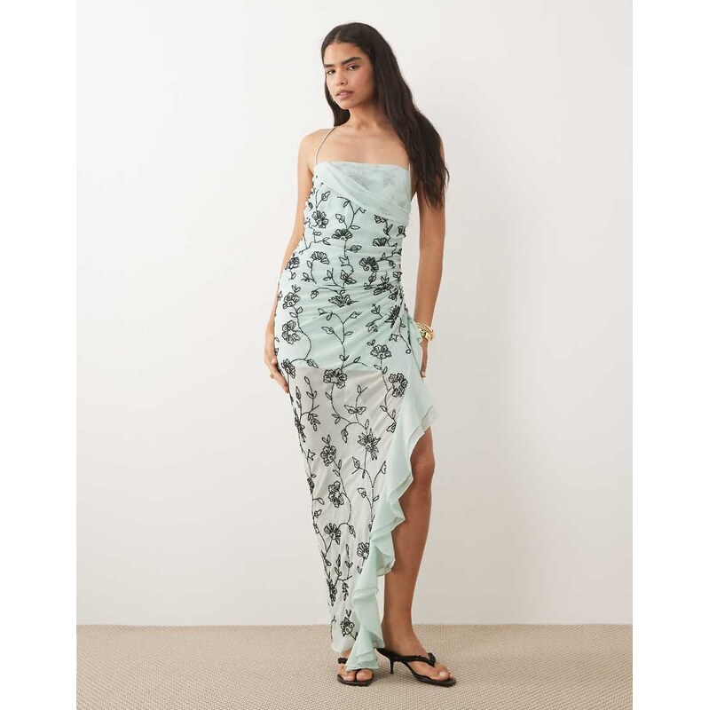 ASOS DESIGN floral embellished maxi dress in blue
