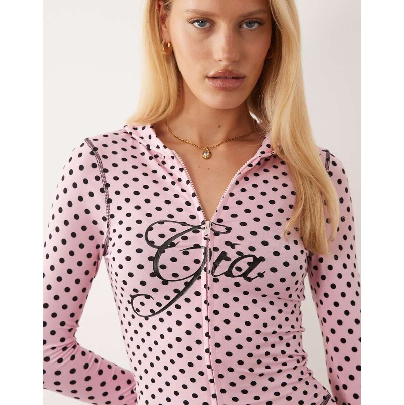 I.AM.GIA Blare logo contrast stitch zip through hoodie co-ord in