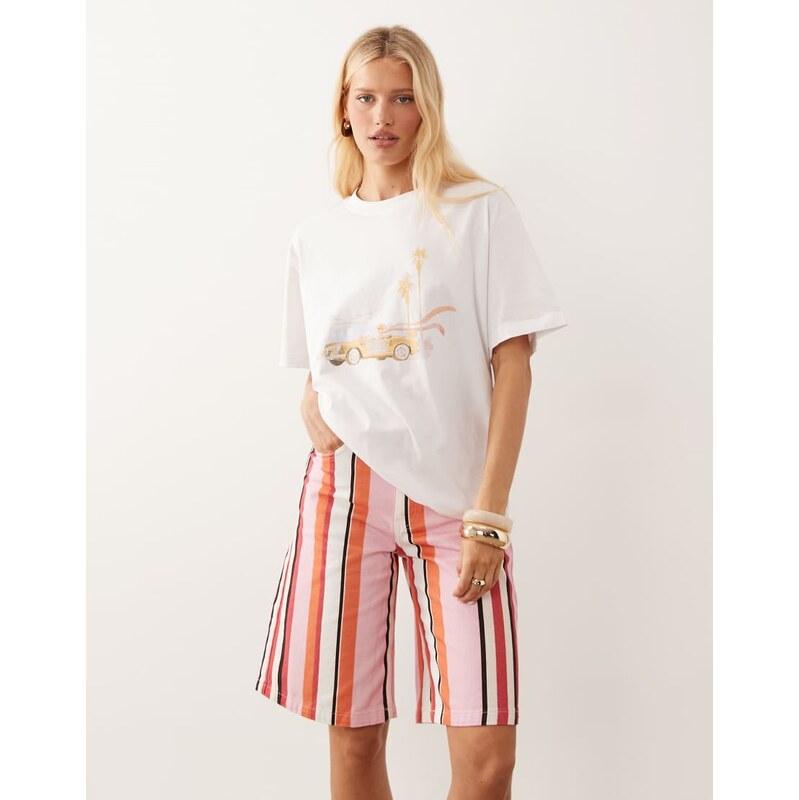 ASOS DESIGN Oversized T-shirt with pastel vintage car graphic in