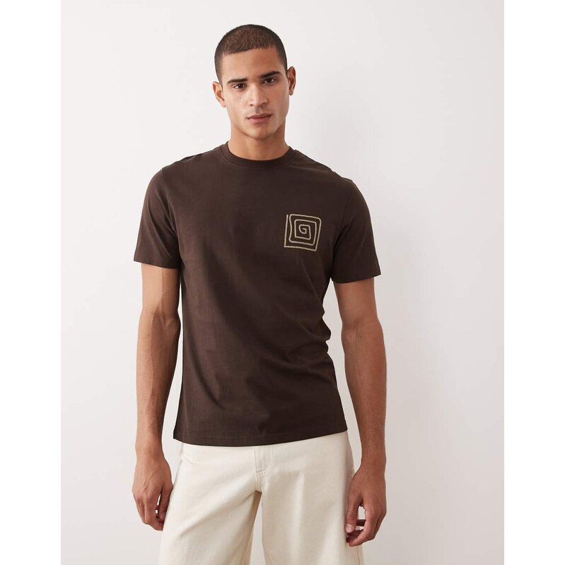 Threadbare back print t-shirt in brown