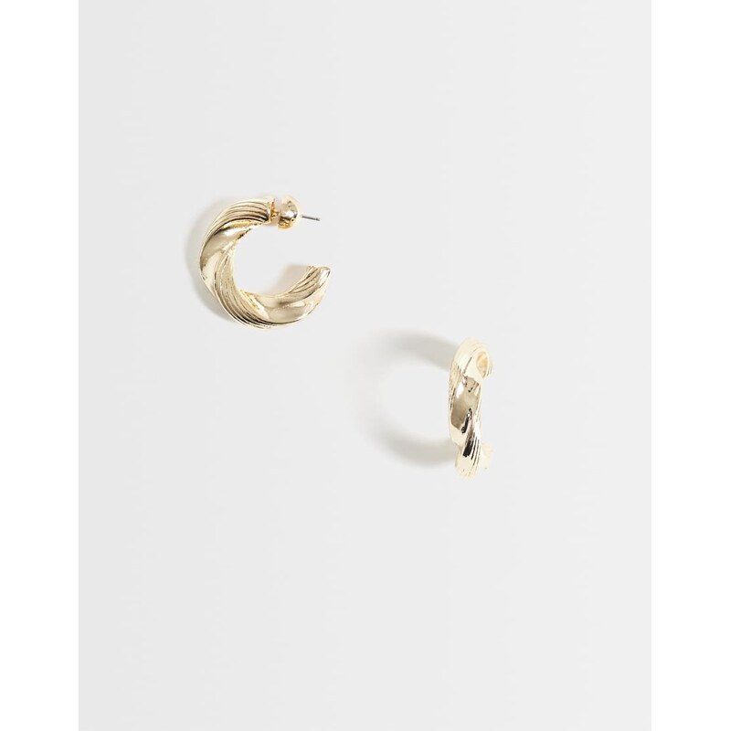 ASOS DESIGN everyday hoop earrings with twisted design in gold