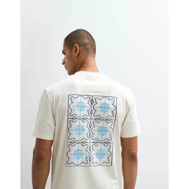 Threadbare back print t-shirt in ecru-White
