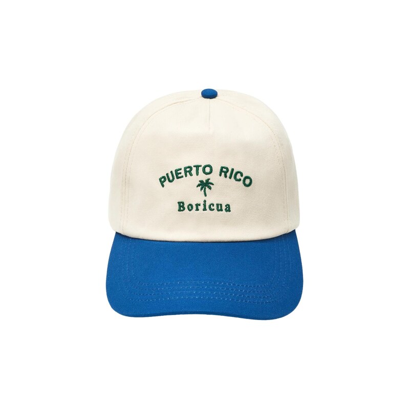 Pull&Bear Kšiltovka PUERTO RICO BORIQUA modrá / tmavě zelená /