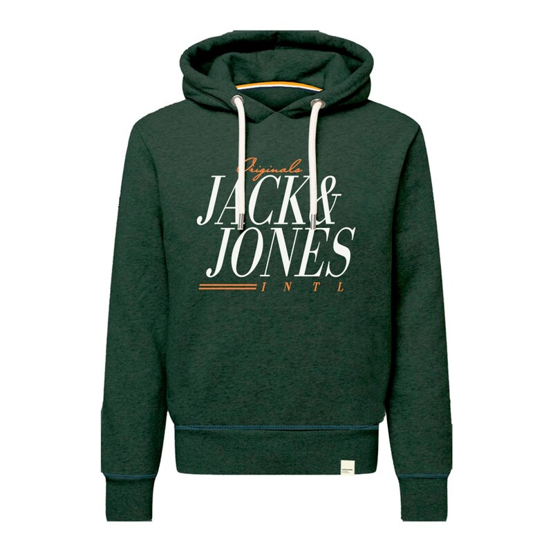 JACK & JONES Mikina JORWonder zelený melír / oranžová / bílá