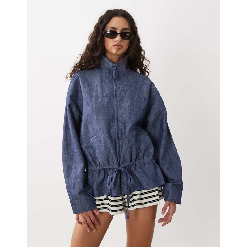 Cotton On Knox funnel neck jacket in indigo-Blue