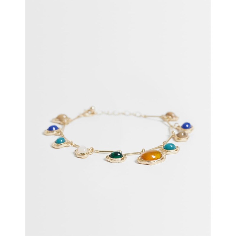 Reclaimed Vintage Reclaimed Vitnage gem stone charm brac-Gold