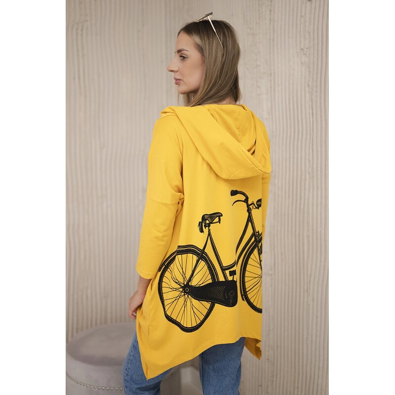 Kesi MMikina s cyklistickým potiskem hořčice