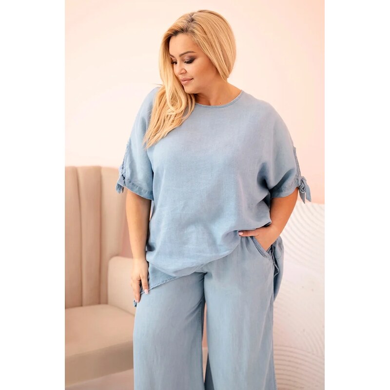 Kesi Włoski Dámská souprava Plus Size z tencelu, halenka s