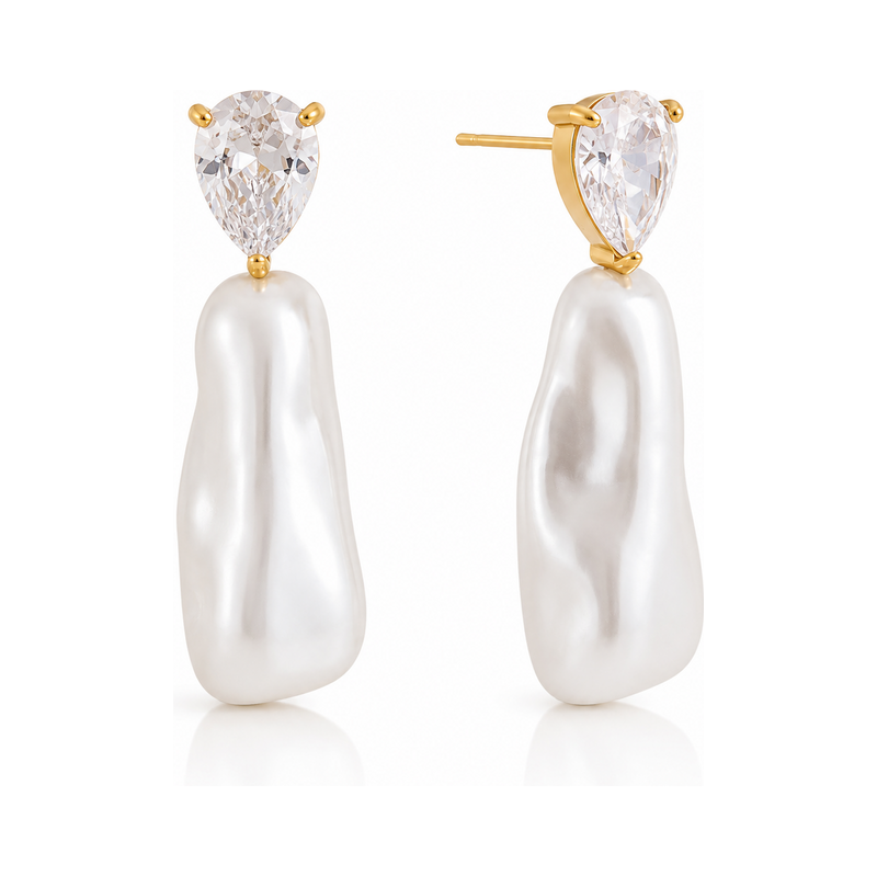 ELENYS Pearl Drop – pozlacené náušnice 18K žluté zlato
