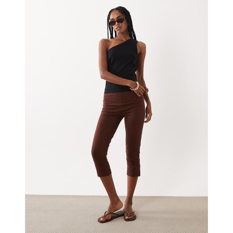 ASOS DESIGN co-ord 3/4 leggings with side split detail in brown