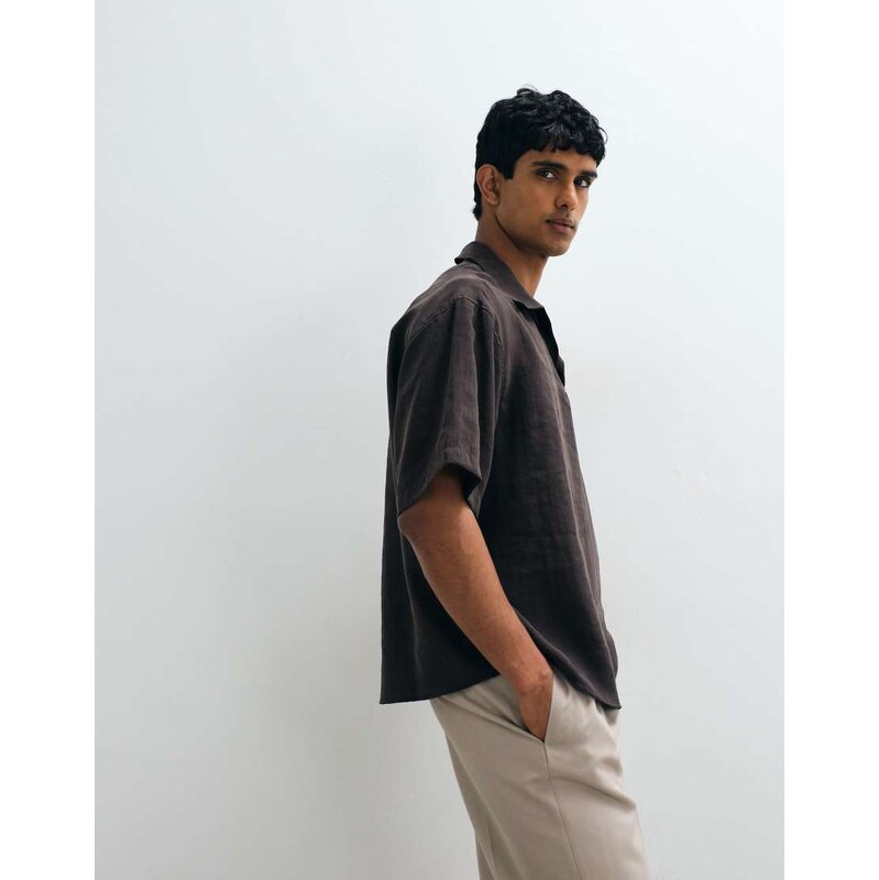 ASOS DESIGN oversized overhead flowing shirt in brown