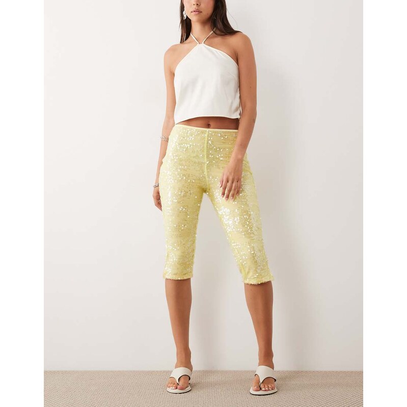 ASOS DESIGN ASOS DESIGN sequin capri trouser in yellow