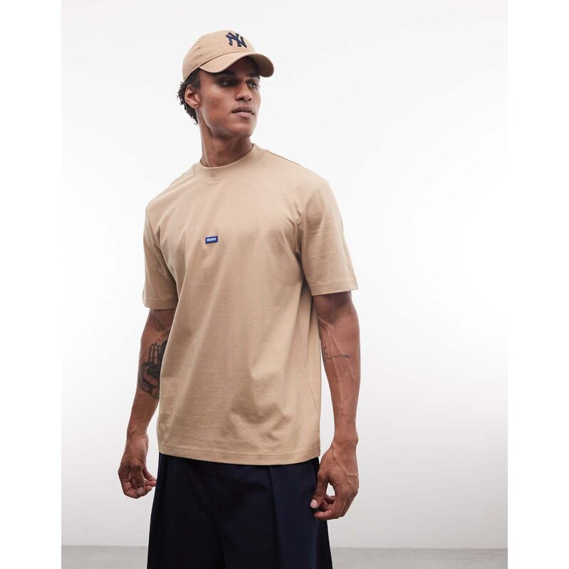HUGO Blue Nieros regular fit t-shirt in beige-Neutral