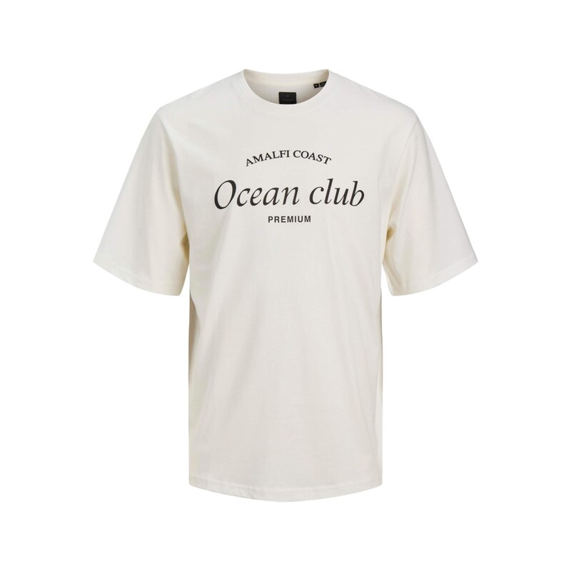 JACK & JONES Tričko Ocean Club krémová / černá