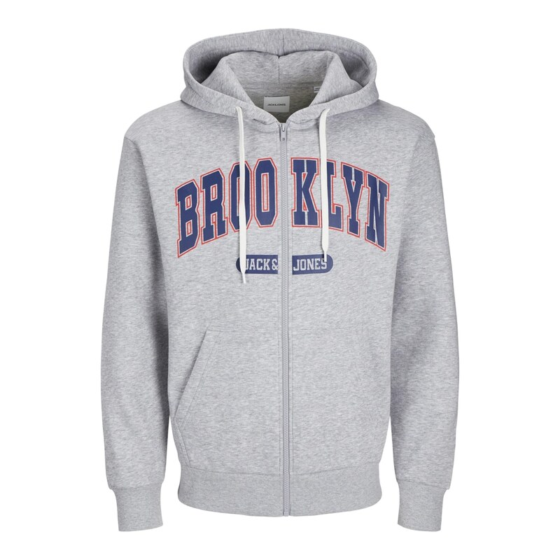 JACK & JONES Mikina Bradley tmavě modrá / šedý melír / červená