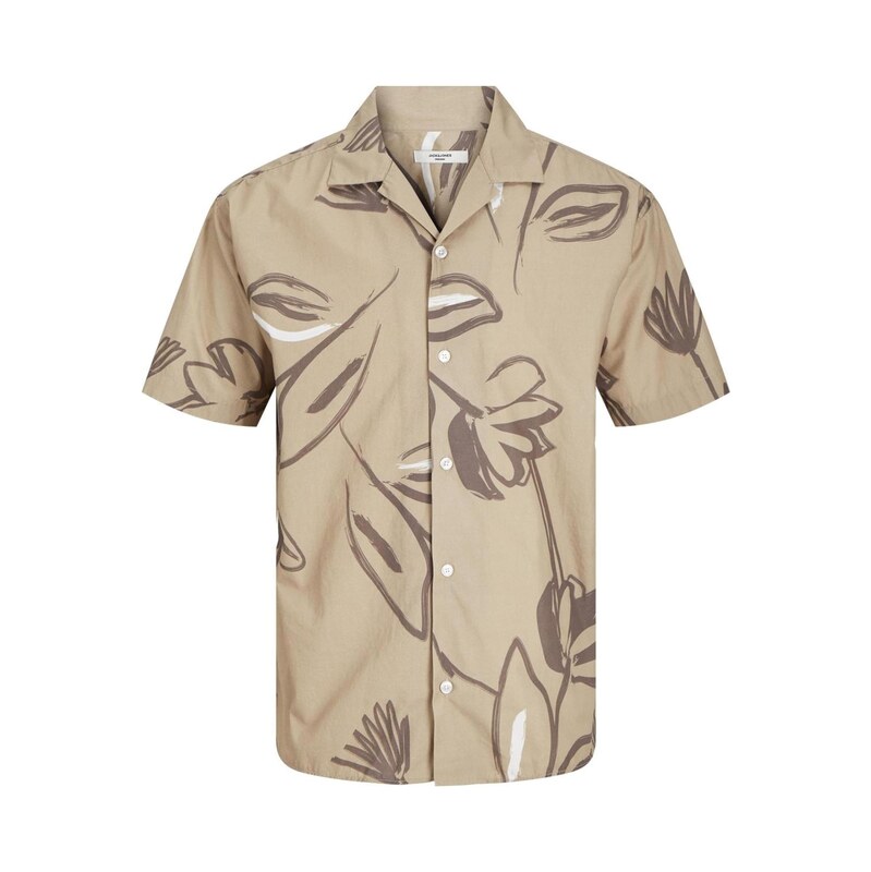 JACK & JONES Košile Palma Resort béžová / hnědá / bílá