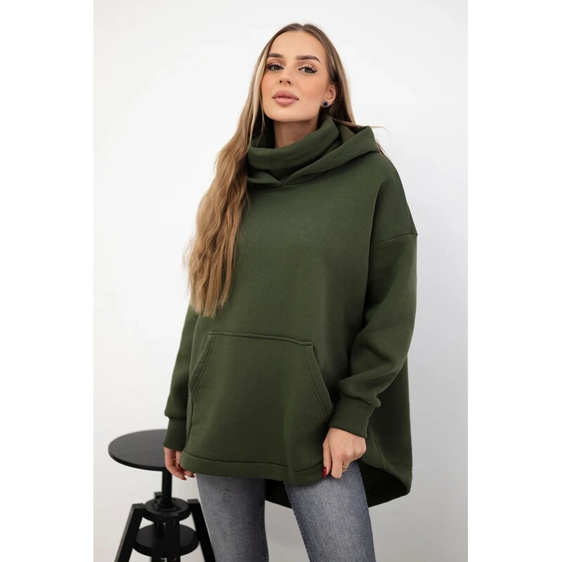 Kesi Zateplená mMikina se zipem vzadu khaki