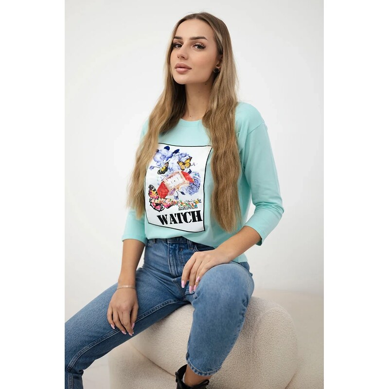 Kesi Halenka s grafikou 3D Watch mint