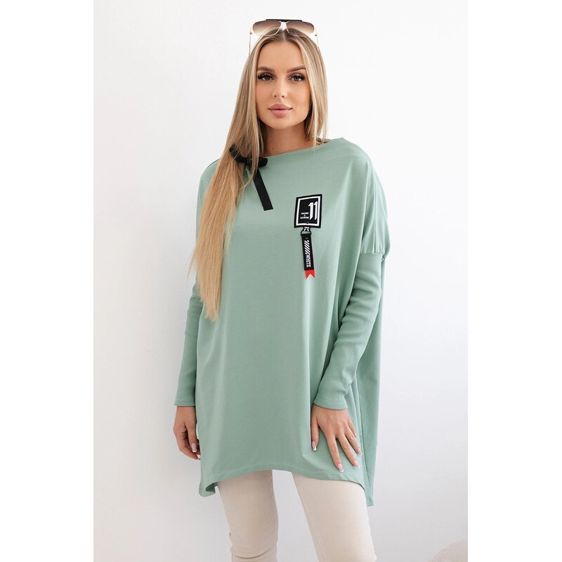 Kesi Oversize mMikina s asymetrickými stranami tmavě mint