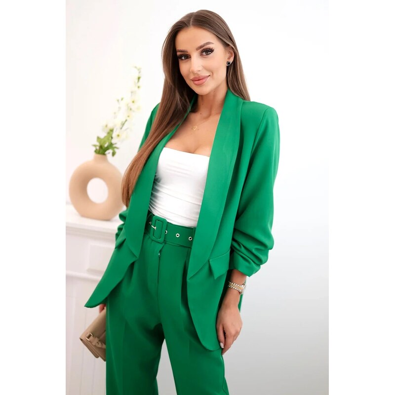Kesi Włoski Elegantní sada saka a kalhot zelené barvy