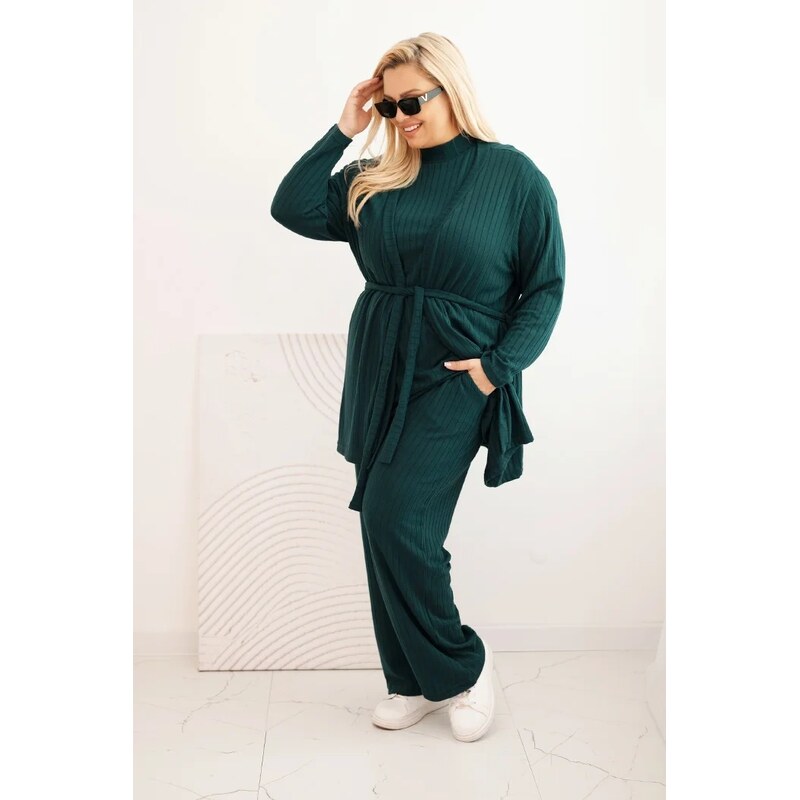 Kesi Dámský komplet Plus Size 3-dílný tmavě zelený