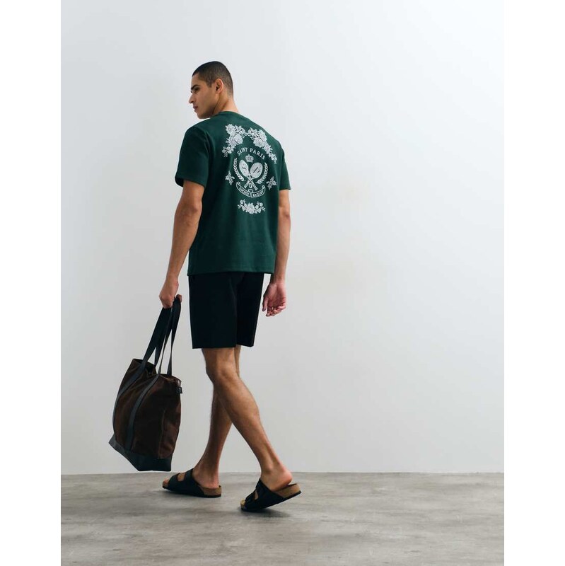 River Island oversized Saint Paris Tennis t-shirt in green