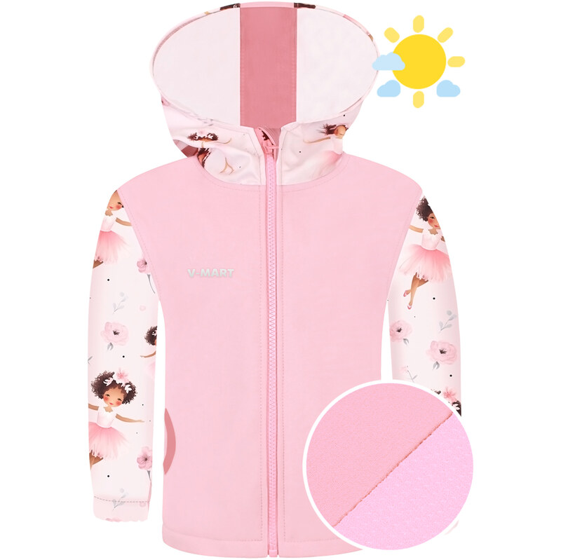 V-Mart dívky Dívčí letní softshellová bunda Baletky, V-Mart
