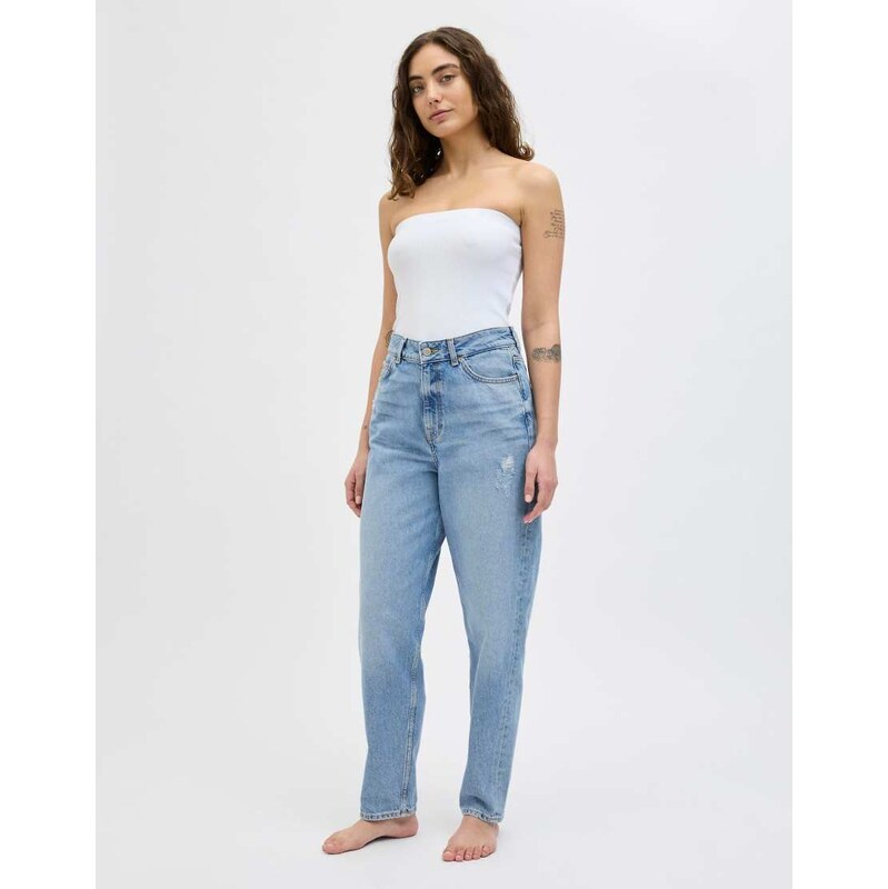 JJXX Mom fit jeans in medium blue denim