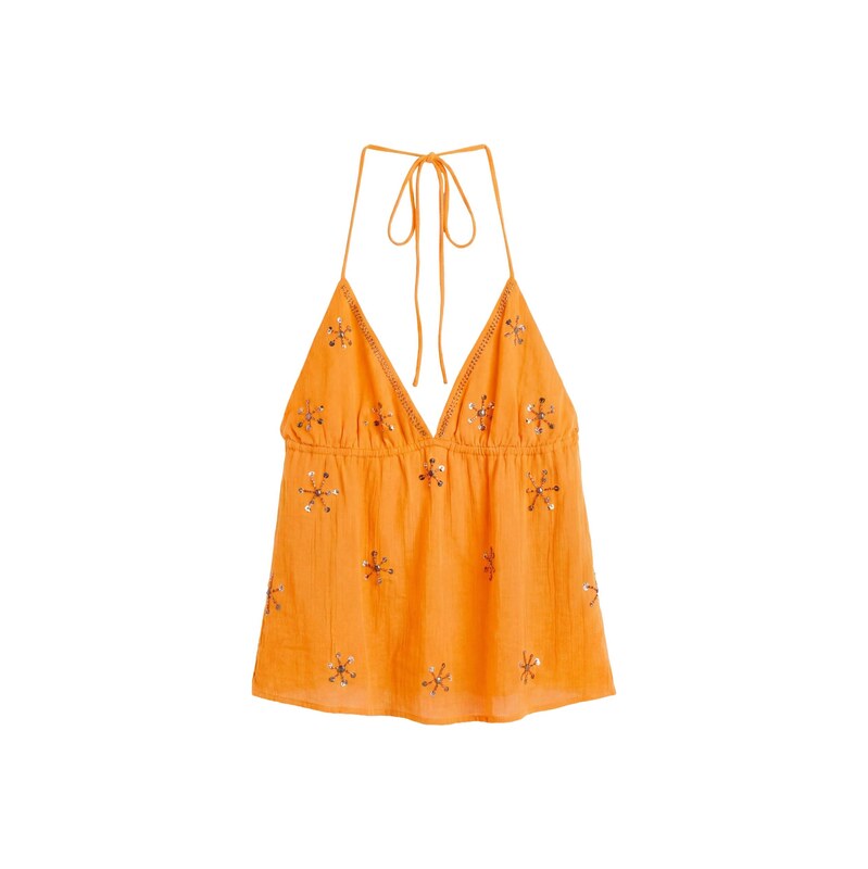 Pull&Bear Top zlatá / oranžová