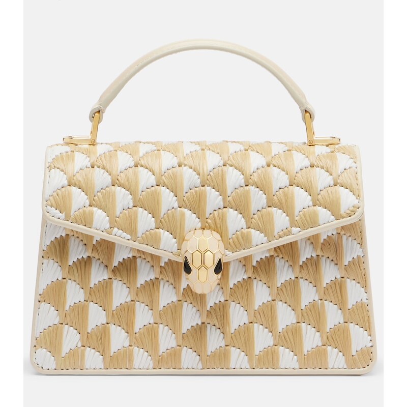 Bvlgari Serpenti Forever Mini raffia top-handle bag