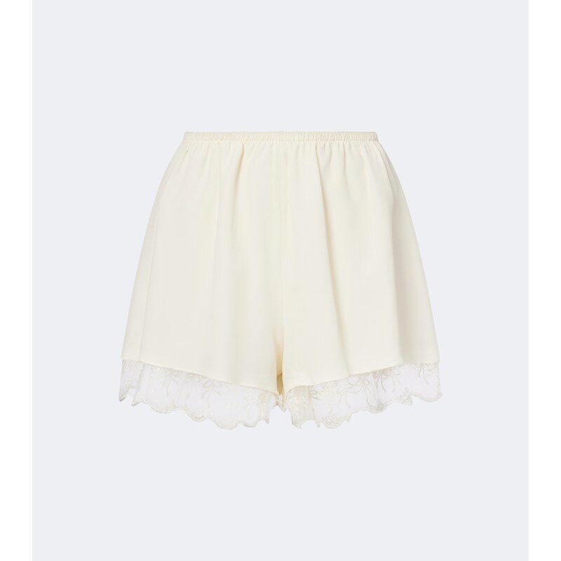 Simone Rocha Lace-trimmed satin shorts