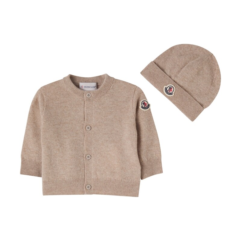 Moncler Enfant Baby wool and cashmere sweater and beanie set