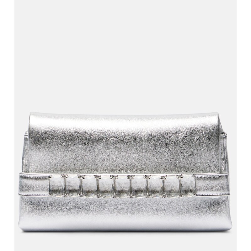 Jimmy Choo Kya metallic leather clutch