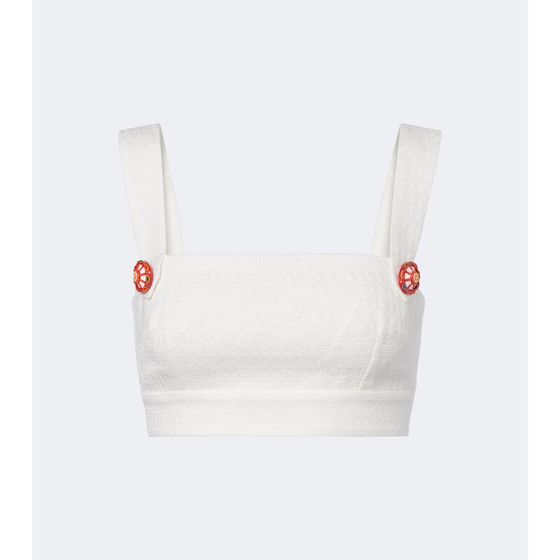 Dolce&Gabbana Cotton and linen-blend crop top