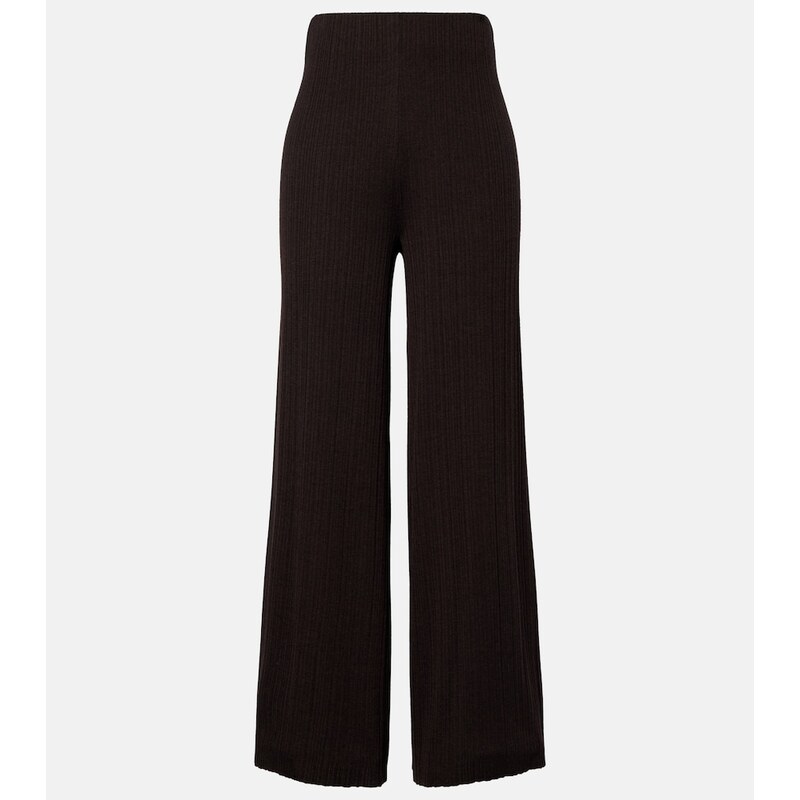Agnona Cashmere, wool, and silk wide-leg pants