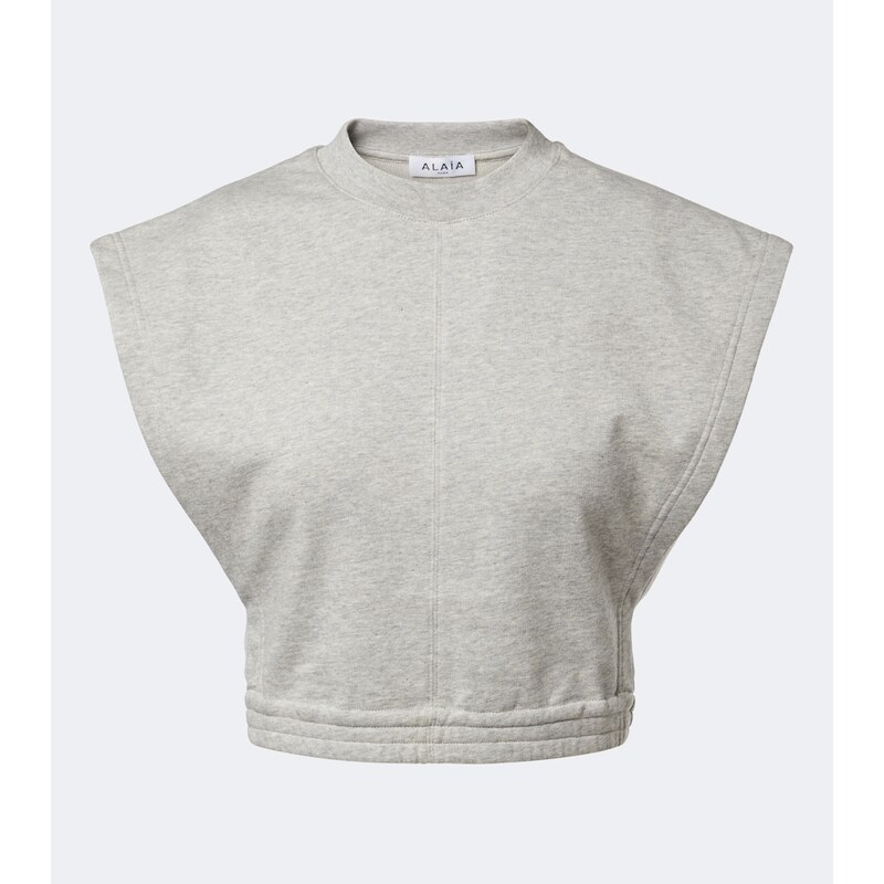 Alaia AlaÃ¯a Cotton-blend fleece crop top